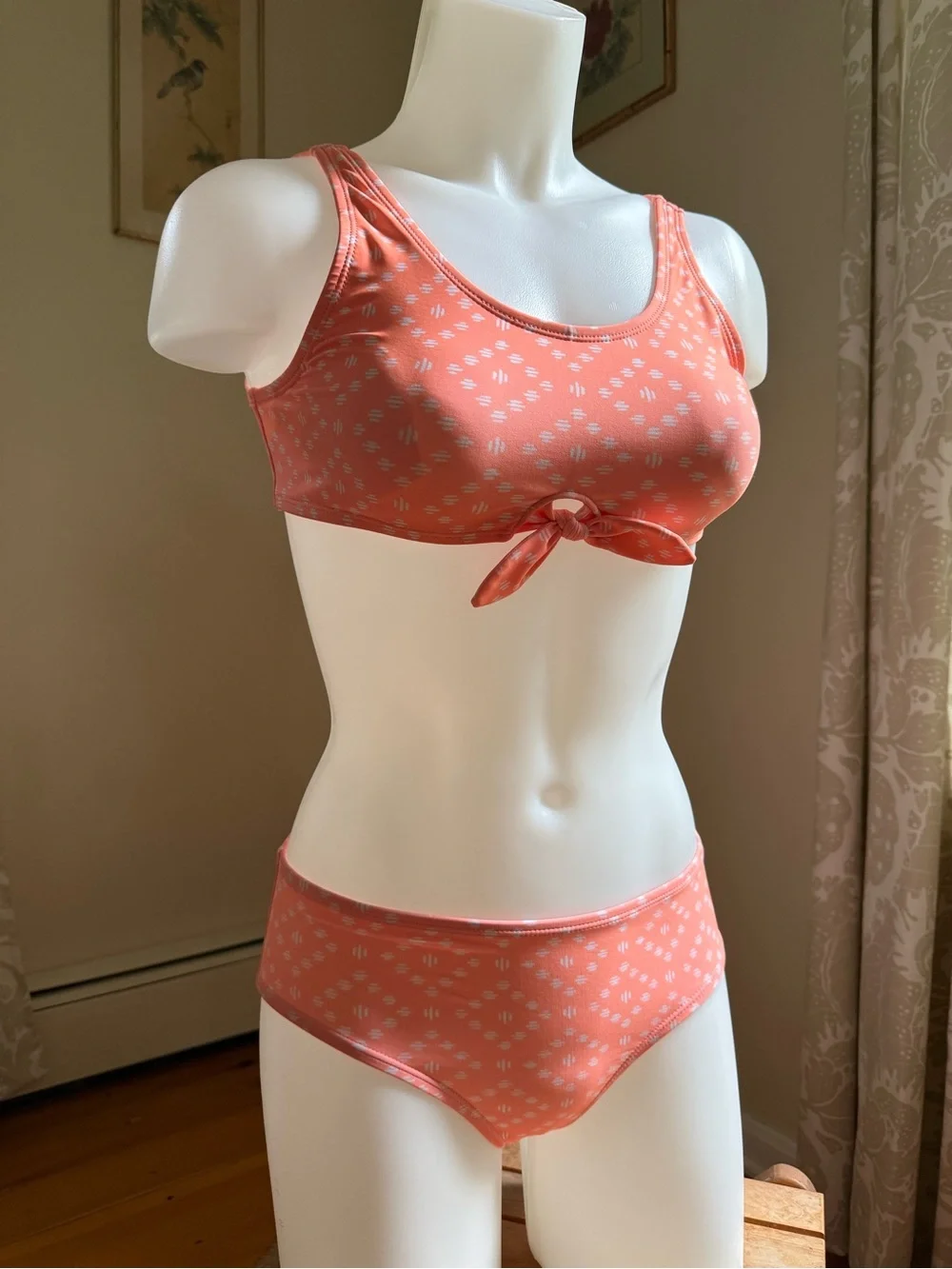 Old Navy Coral Floral Tie-Front Bikini Set